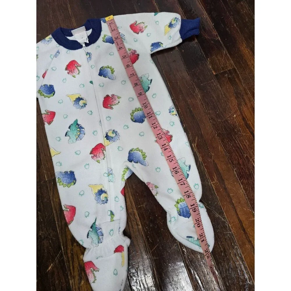 Vintage 90s Carter's Primary Colors Dinosaur Print Footed Bodysuit 0-6 Months